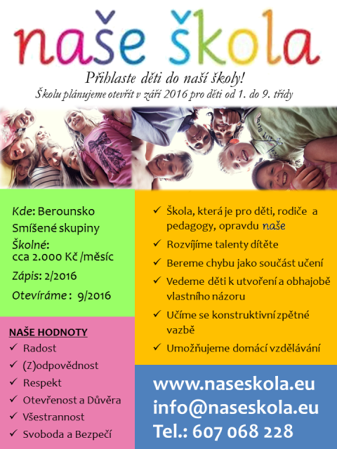 Přihlašte své dítě do Naší školy a pomozte nám ji na Berounsku vybudovat!